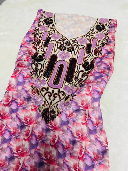 Luxurious Armani silk in a new design, embellished with six original medium-sized rhinestones