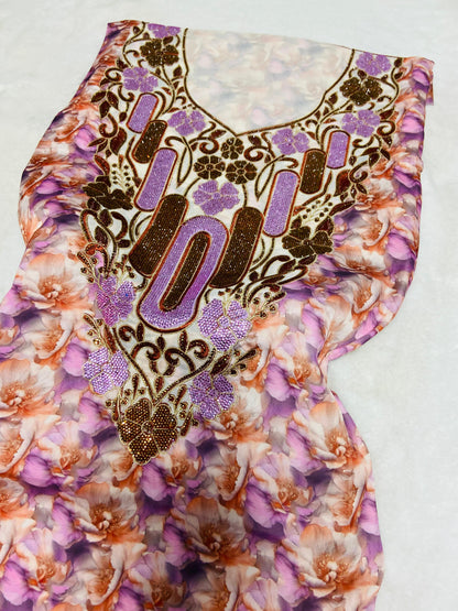 Luxurious Armani silk in a new design, embellished with six original medium-sized rhinestones