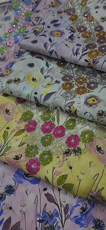 Enjoy the premium quality of Swiss digital cotton fabric specially designed for fine embroidery