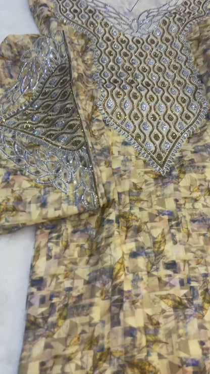 New digital cotton with a modern and elegant design, featuring six-pointed sequins that add a unique touch to the
