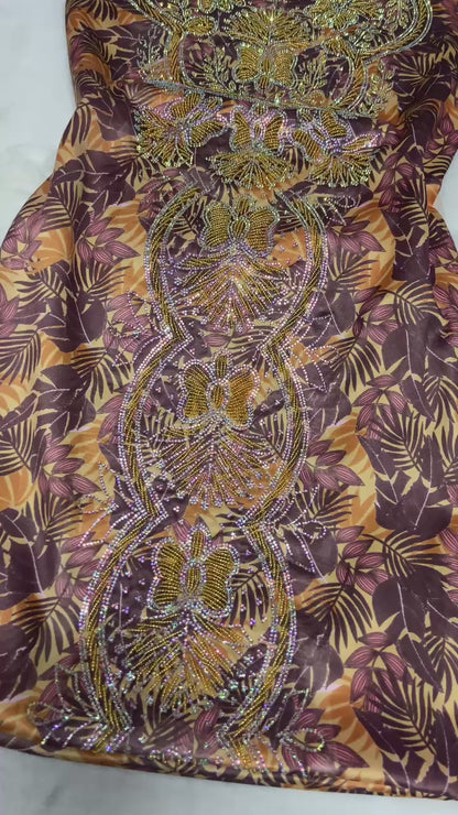 Enjoy the luxury of new digital silk, featuring an integrated design with six-pointed stones and exquisite khars embroidery