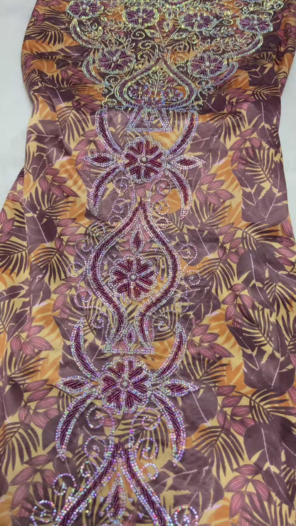 Enjoy the luxury of new digital silk, featuring an integrated design with six-pointed stones and exquisite khars embroidery