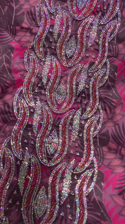 Enjoy the luxury of new digital silk, featuring an integrated design with six-pointed stones and exquisite khars embroidery