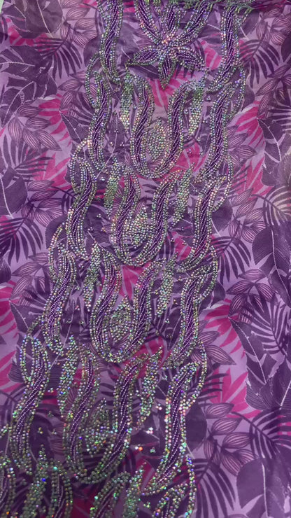 Enjoy the luxury of new digital silk, featuring an integrated design with six-pointed stones and exquisite khars embroidery