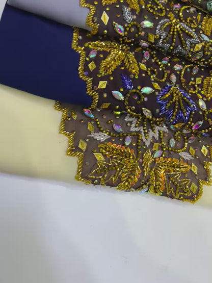 A new dress crafted from luxurious chiffon, adorned with elegant hand-beaded embroidery